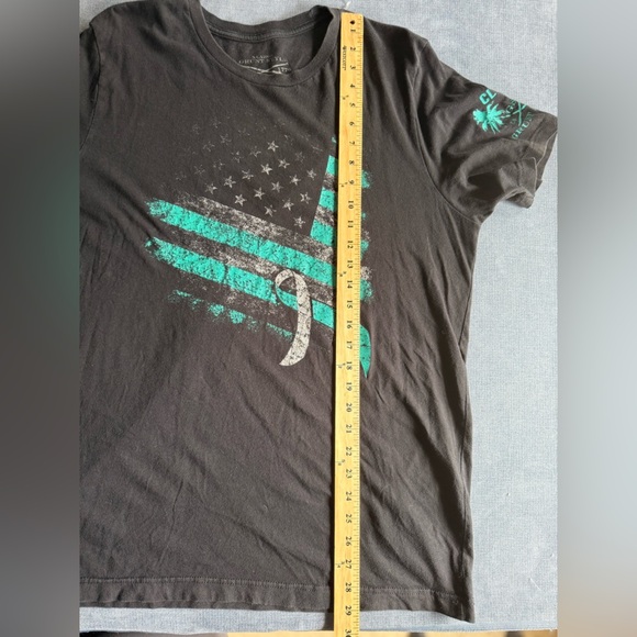 Grunt Style Cancer Awareness T Shirt Men’s SZ XL American Flag Teal Black Casual - Picture 6 of 6